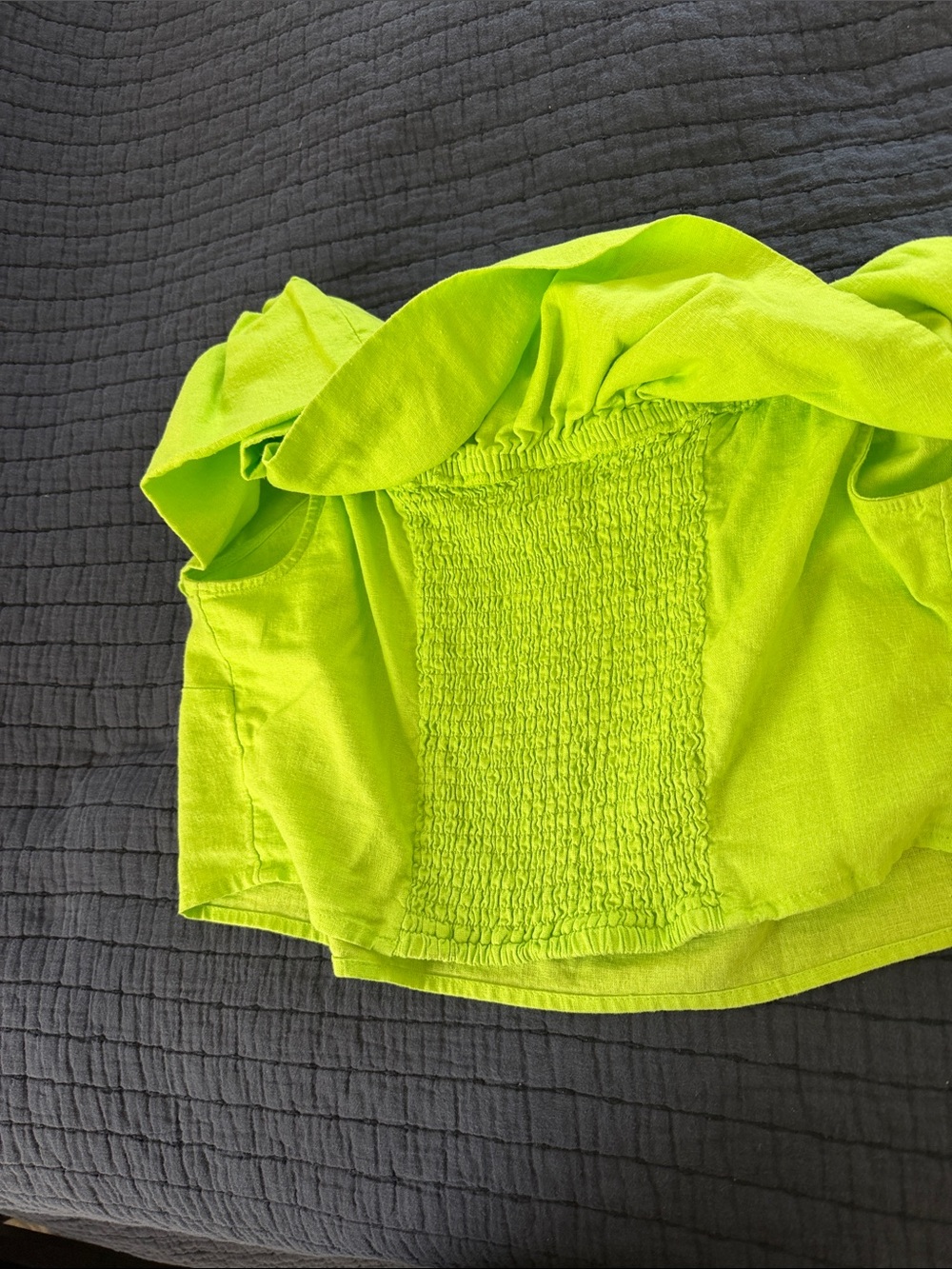 a new day Neon Lime Off-Shoulder Ruffle Crop Top - Picture 4 of 5
